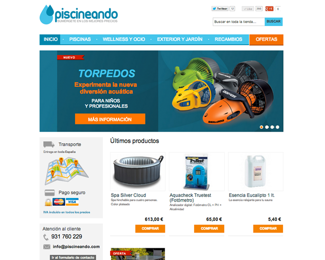 Web de Piscineando.com una tienda online de piscinas